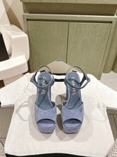CC HIGH SANDAL SAPHIRE BLUE SUEDE CALFSKIN